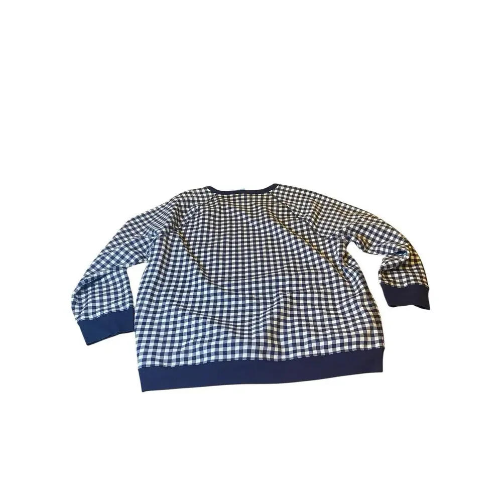 Draper James 1X Womens Natalie Sweatshirt Nassau Navy Gingham Classic Nautical - Picture 9 of 14